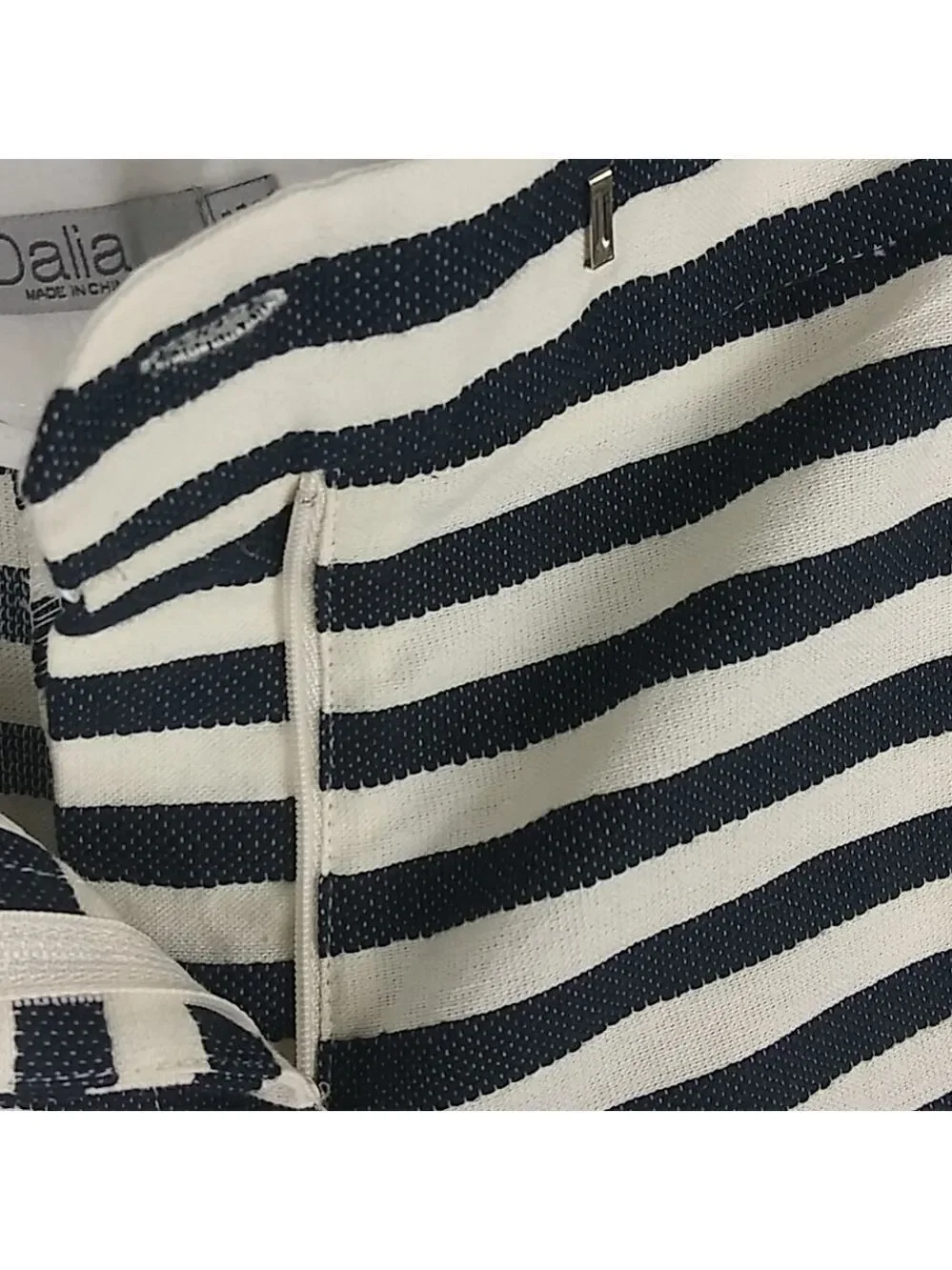 𝅺Dalia Blue White Striped Mid Rise Button Zipper Front Walking Shorts